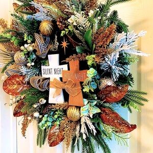 Christmas Wreath, Cross Wreath,Winter Wreath, Front Door Wreath